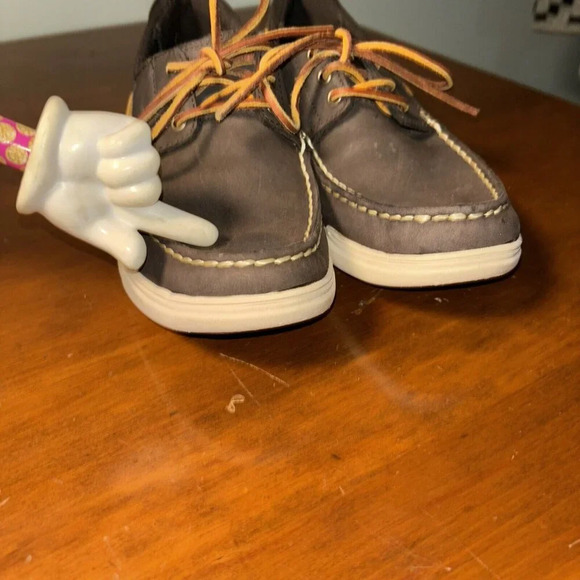 Polo Ralph Lauren Carrick Leather Boat Shoes Men's Size 8D Brown White Preppy - Picture 10 of 11